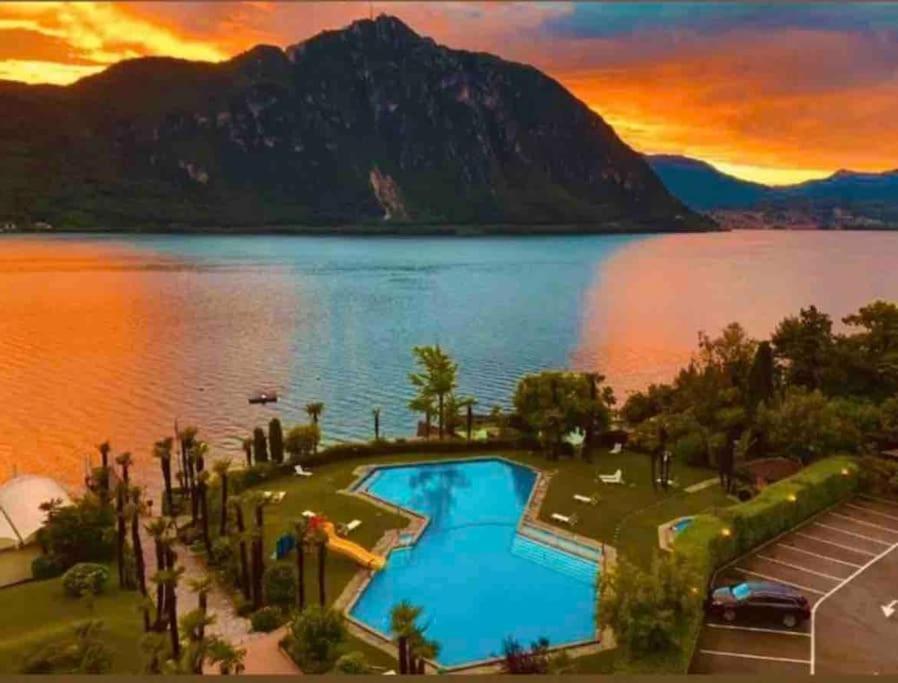 Appartamento Con Piscina E Sauna Bissone Dış mekan fotoğraf